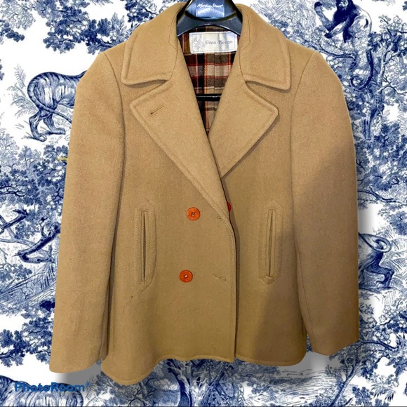 EVAN PICONE, VINTAGE WOOL PEA COAT, Camel, Wmn’s M - Picture 12 of 14